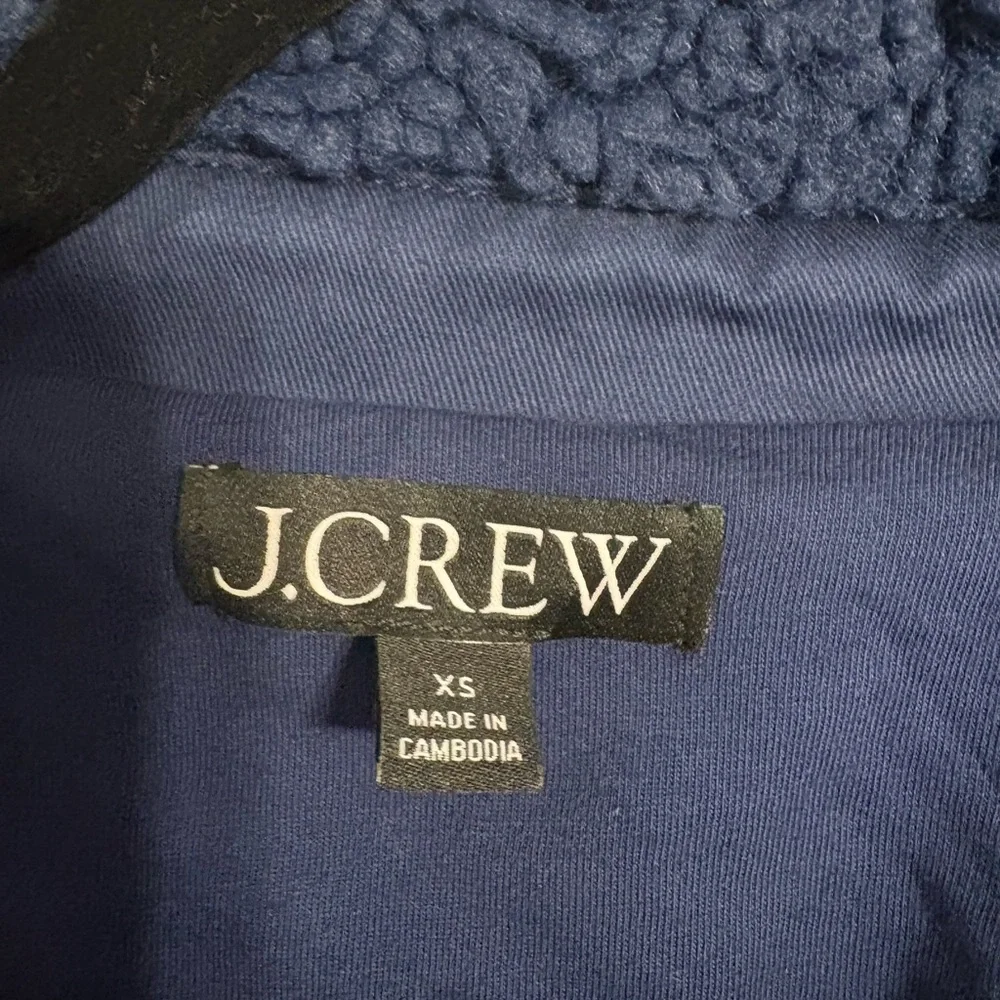 J. Crew Sherpa Fleece Jacket XS Blue Button Front Cozy Teddy Coat